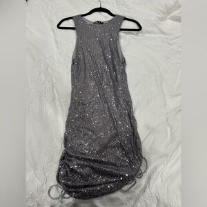 Motel Rocks Shimmering Gray Sequin Mini Dress